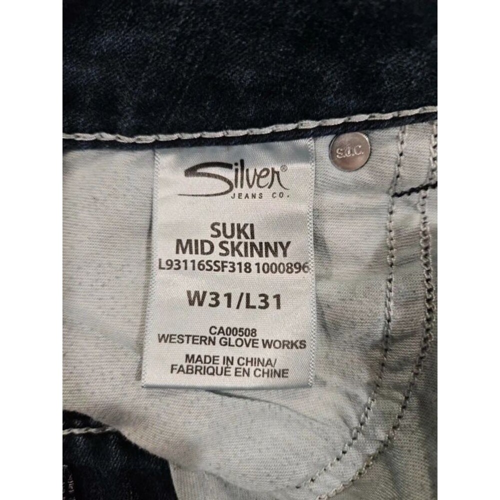Silver Jeans Suki Mid Super Skinny Womens Blue Distressed Denim Jeans w31×L31 - Picture 11 of 11